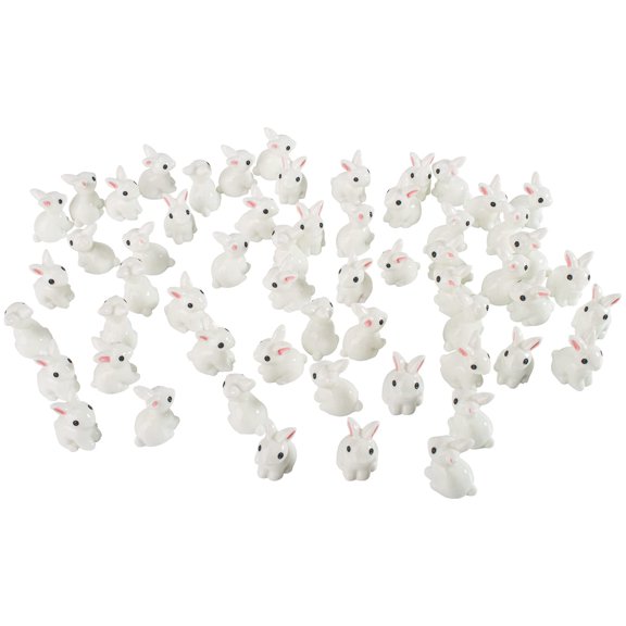 Holzlrgus 100Pcs Rabbit Miniature Figurines Mini Rabbits Fairy Garden Miniature Moss Landscape DIY Terrarium Crafts Ornament Accessories for Home Décor