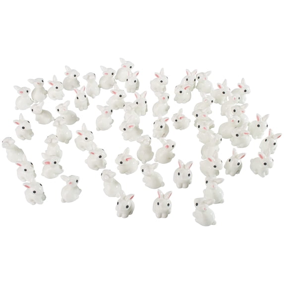 Holzlrgus 100Pcs Rabbit Miniature Figurines Mini Rabbits Fairy Garden Miniature Moss Landscape DIY Terrarium Crafts Ornament Accessories for Home Décor