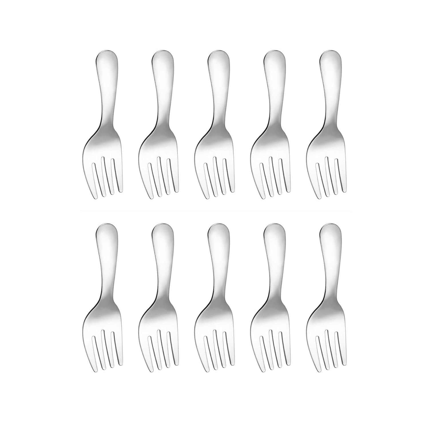 Holzlrgus 10PCS Small Mini 4Inches Stainless Steel Cocktail Forks Dessert Forks Fruit Forks