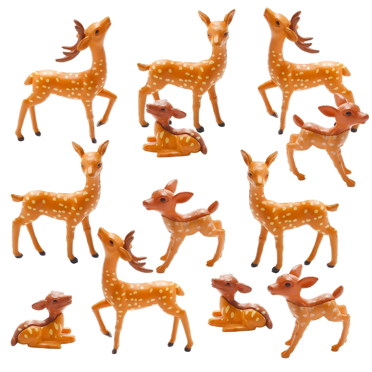 Holzlrgus 12 Pcs Deer Figurine Miniature Deer Animal Figurines Woodland