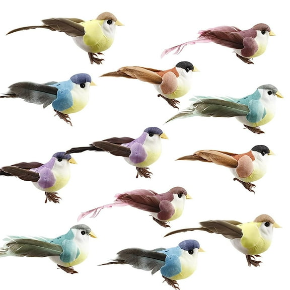 Holzlrgus 12Pcs Artificial Foam Feather Birds, Mini Love Birds Clip on Christmas Tree Fake Birds DIY Crafts for Home Garden Party Wedding Decoration