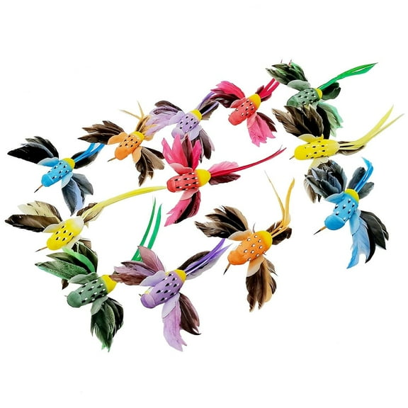 Holzlrgus 12pcs Realistic Artificial Hummingbird Clip on 5.5inch Foam Feathered Birds Ornament for Wreath Crafts Christmas Tree Decor Wedding Decoration