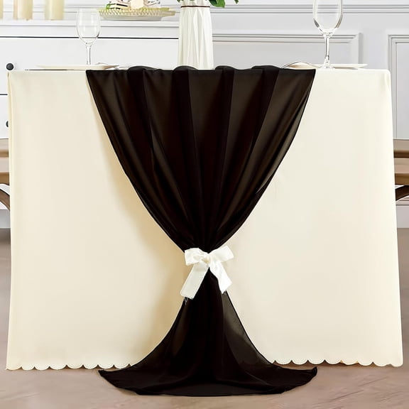 Holzlrgus 2 Pack Black 10Ft Chiffon Table Runner, 27.5 x118 Inches Sheer Chiffon Table Runner Romantic Boho Rustic Wedding Table Runner for Birthday Party Decor Bridal Baby Shower Table Decoration