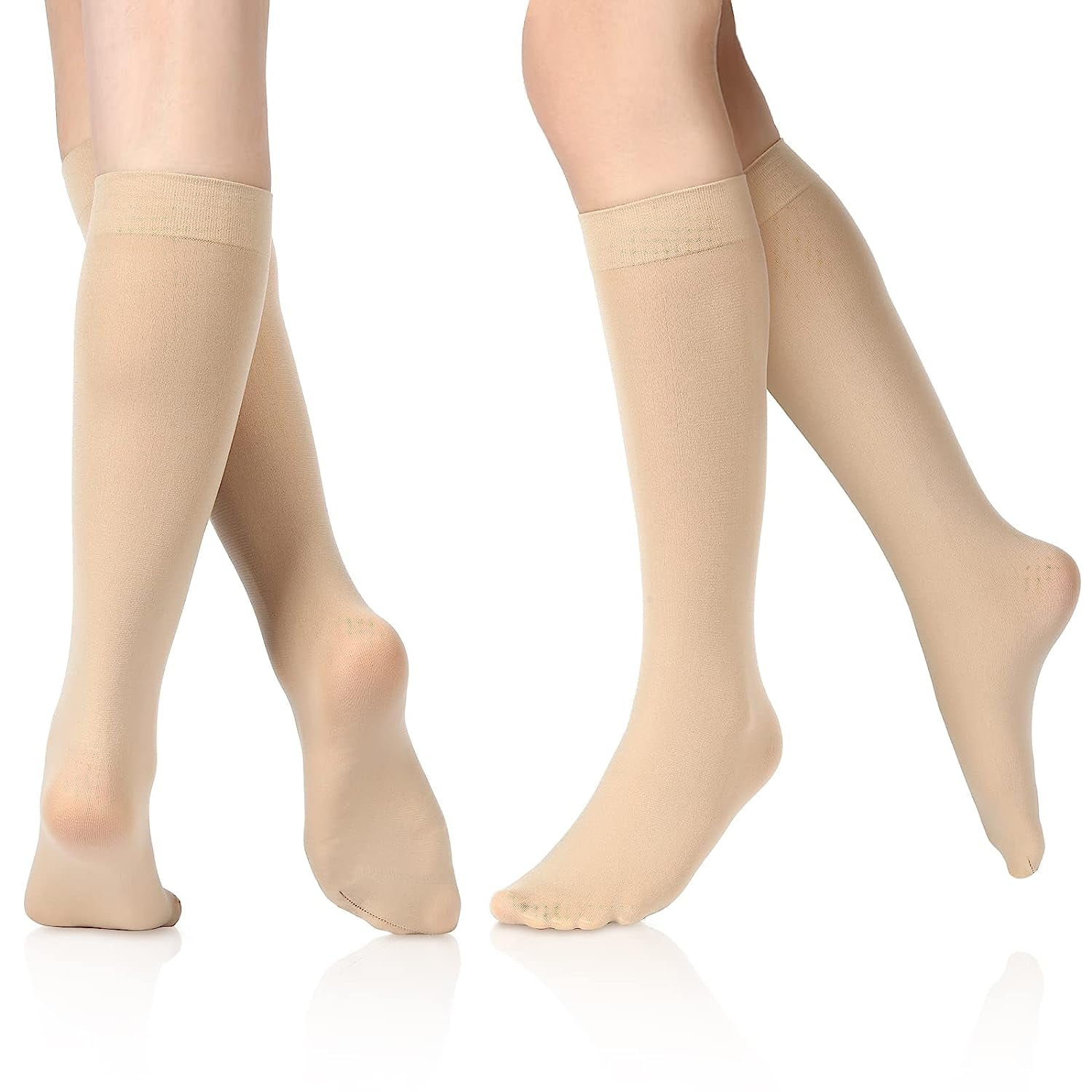 Holzlrgus 2 Pairs Ice Skating Socks Solid Color Skating Socks Light Opaque Knee Skating Socks