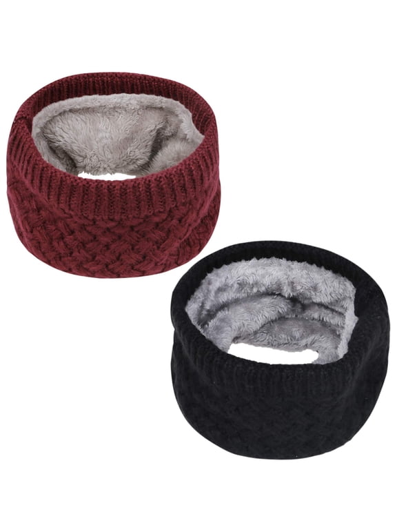 2 Pcs Neck Warmer Winter Warm Infinity Scarf Double-Layer Thick Fleece Windproof Scarves Gifts for Women Men