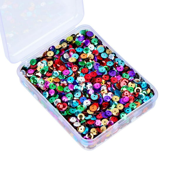 Holzlrgus 20,000 Pcs Bulk Loose Sequins Round Cup Sequins Iridescent Spangles Flat Beads with Storage Box for Crafts, Sewing, Slime, Wedding, Christmas DIY Arts Crafts, 80 Grams, 6 mm