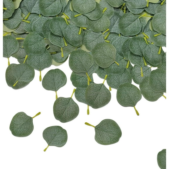 Holzlrgus 200 Pieces Eucalyptus Leaves Artificial Eucalyptus Petals Fake Green Leaves for Wedding Boutonnieres Bridal Shower Baby Shower Cake Table Decoration Artificial Greenery Leaves