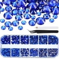 thumbnail image 1 of Holzlrgus 2000 Pieces Flat Back Gems Round Crystal Rhinestones 6 Sizes (1.5-6 mm) with Pick Up Tweezer and Rhinestones Picking Pen for Crafts Nail Face Art Clothes Shoes Bags DIY (Royal Blue), 1 of 5