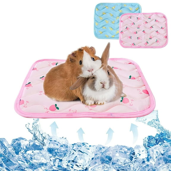 Holzlrgus 2Pcs Small Animals Cooling Mat, Summer Rabbit Cooling Pad, Guinea Pig Cooling Sleeping Pad, Breathable Small Pet Self Cooling Bed Blanket 15.8x11.8in