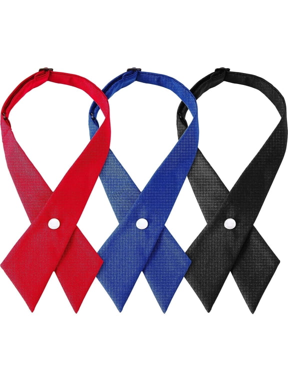 3 Pieces Girls Uniform Tie School Uniform Cross Tie for Girls Adjustable Criss Cross Girls Neck Tie