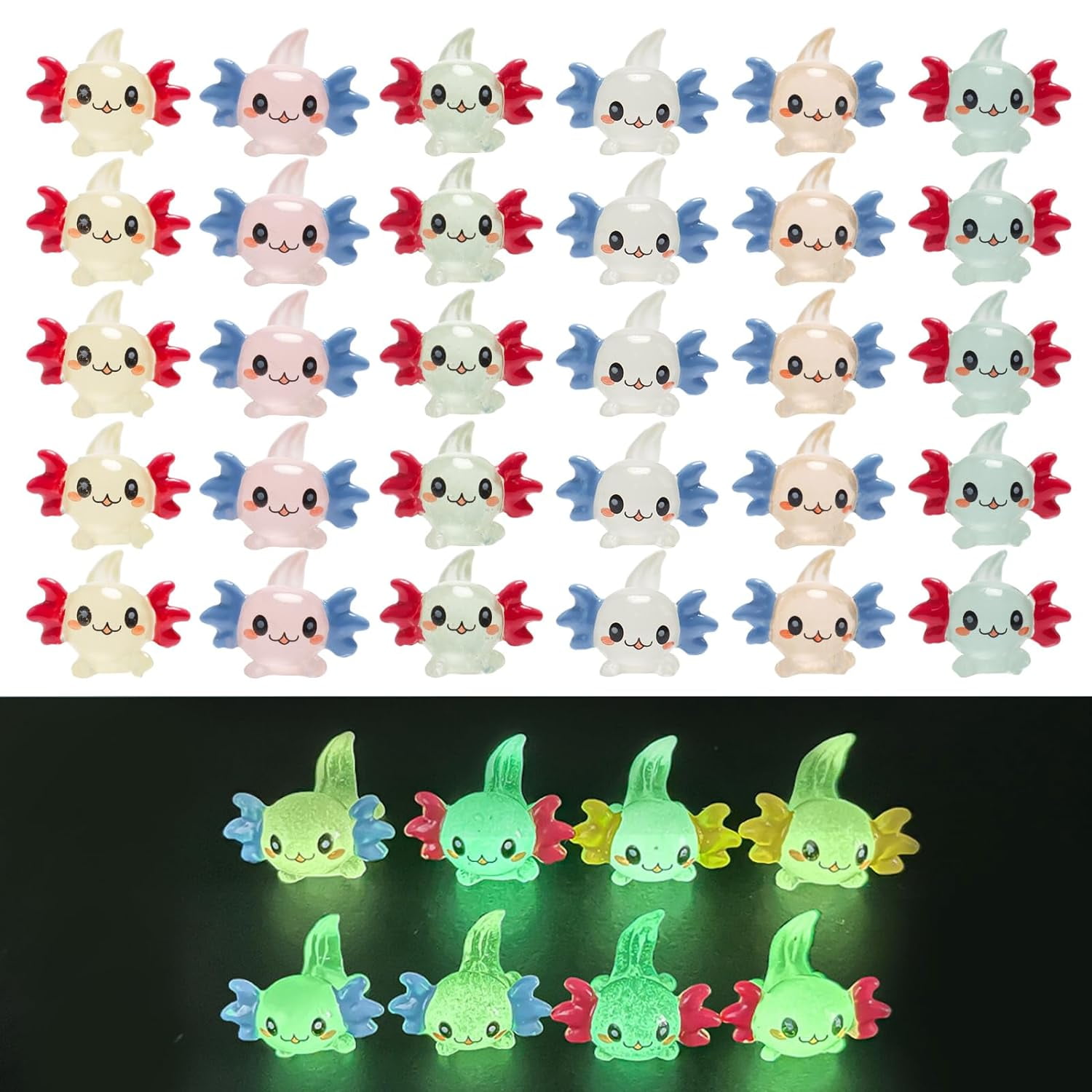 30 Pcs Glow In The Dark Mini Animal Figurines - Luminous Resin DIY Crafts For Garden & Dollhouse