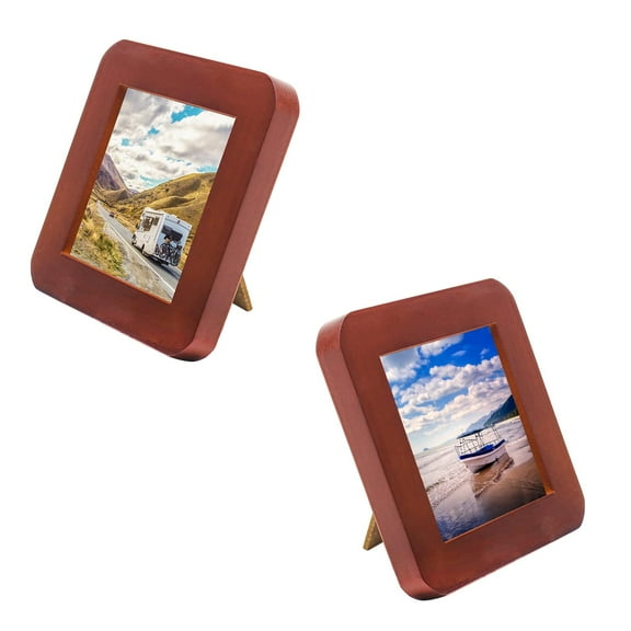 Holzlrgus 4.6 x 4.6 Solid Wood Picture Frames Photo Frame Photo Display for Tabletop or Wall Display Craft Home Decor, Brown, Pack of 2