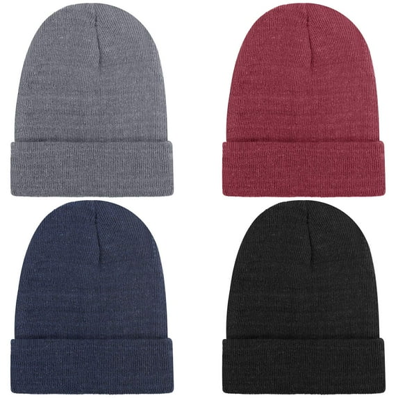 Holzlrgus 4 Pack Winter Beanies Stretch Knit Beanie Hat Cap for Girls Boys, 4 Color