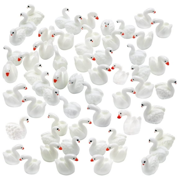 Holzlrgus 40 Pcs Resin Swan Figurines Procelain Swan Miniature Figurines Fairy Garden Accessories Cake Toppers Decoration Set for Succulent Planter Moss Landscape DIY Terrarium Home Décor
