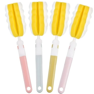 Holzlrgus 4PCS Bottle Brush Long Handle Cup Cleaner Brush Sponge Bottle Scrubber Detachable Handle Portable Sponge Cleaning Brush for Baby Bottle Dishwashing Kitchen Clean Glasses Mugs (4 PCS)