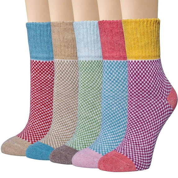Holzlrgus 5 Pairs Womens Wool Socks Thick Knit Vintage Winter Warm Cozy Crew Socks Gifts