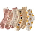 thumbnail image 1 of Holzlrgus 6-Pack Cute Girly Stylish Floral Cottoncore Ankle Socks for Women, 1 of 4