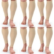 Holzlrgus 6 Pairs Leg Compression Sleeves Calf Compression Socks for Women Men Footless Leg Support Brace for Running Cycling Shin Splint Swelling Varicose Veins Pain Relief (Beige, Large-XX-Large)
