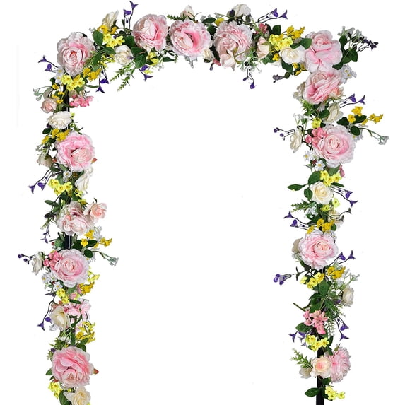 Holzlrgus 6Ft Artificial Peony Flower Garland Flower Vine Garland Silk Peony Garland with Pink and White Flowers for Party Wedding Wall Decor