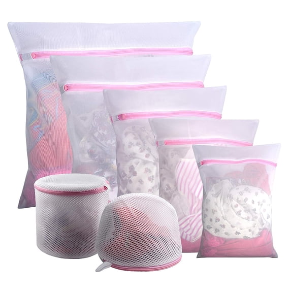 Holzlrgus 7Pcs Mesh Laundry Bags for Delicates with Premium Zipper, Travel Storage Organize Bag, Clothing Washing Bags for Laundry, Blouse, Bra, Hosiery, Stocking, Underwear, Lingerie