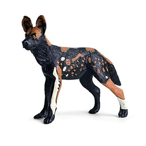 Holzlrgus African Wild Dog Figurine Realistic Plastic Lycaon Pictus for Collection Science Educational Prop