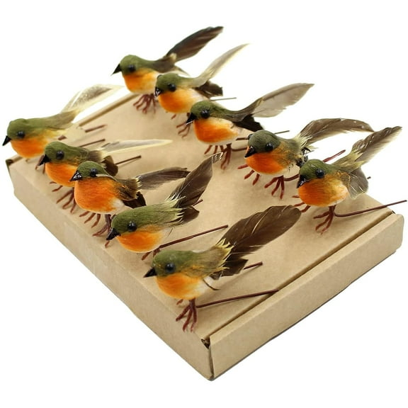 Holzlrgus Artificial Feather Robin Bird Ornament Christmas Tree Decoration Craft Valentine's Day Decorations 10 Pcs