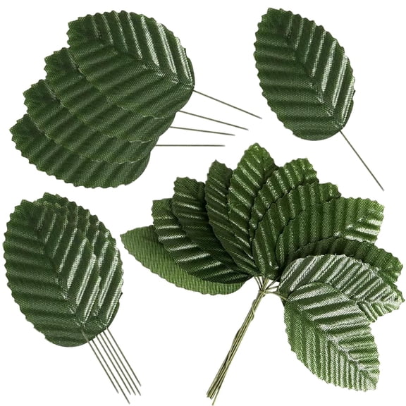 Holzlrgus Artificial Leaves,200 Pieces Faux Wired Single Leaf Fake Rose Wire Crafts Leaves for Flower DIY Home Decorative Bouquet Wreaths Wedding Decor Christmas Decorations (Green)