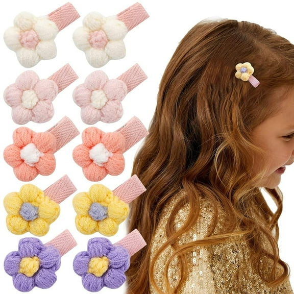 Holzlrgus Baby Hair Clips for Girls Flower Hair Clips 10 Pcs Fully Lined Barrettes Small Alligator Clips Hair Accessories for Baby Girls Toddlers Infants Teens