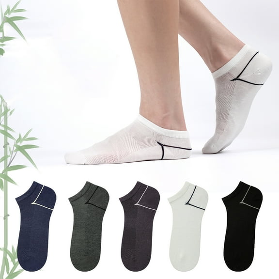 Holzlrgus Bamboo fiber Socks With Mesh , Absorb Perspiration Sock For Men , Breathable Boat Socks , Anti-Odor Sock , Size One Size , 5 Pairs