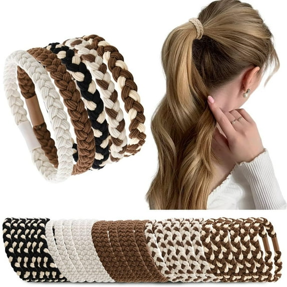 Holzlrgus Braided Hair Ties Ponytail Holders 30Pcs Elastic Hair Bands for Women's Hair Stretchy Pony Tails Hair Ties No Damage Thick Hair Ties Bulk Grab and Go Hair Ties Hair Accessories for Women