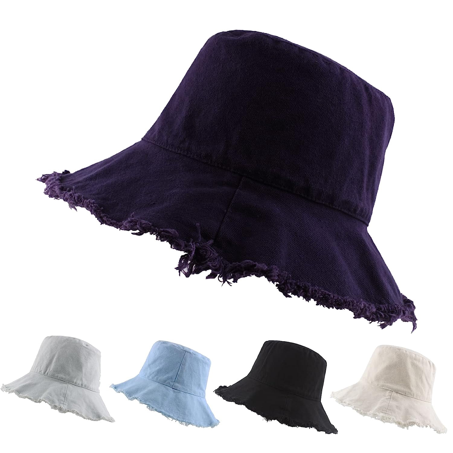 Distressed Cotton Bucket Hat with 3.2\