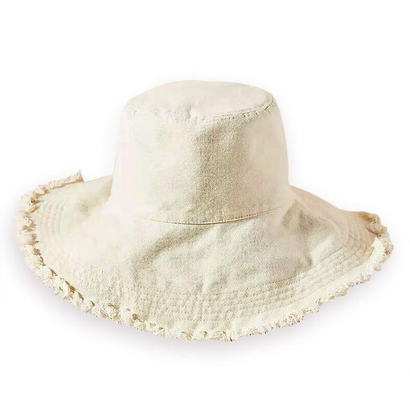 Holzlrgus Bucket Hats for Women Wide Brim Summer Travel Packable Cotton Bucket Beach Sun Hat UPF 50+
