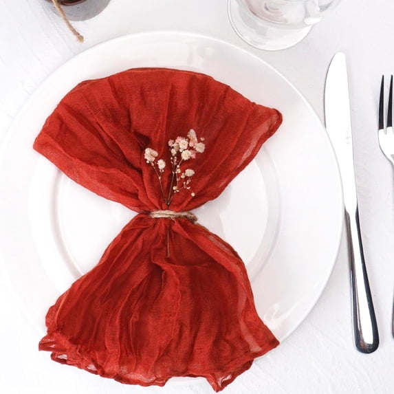 Holzlrgus Cheesecloth Napkins Set of 6, 20 x 20 Inch Gauze Dinner Cloth Napkins, Handmade Square Rustic Table Napkins for Parties Weddings Event Family Dinner Boho Boho Decoration, Terracotta