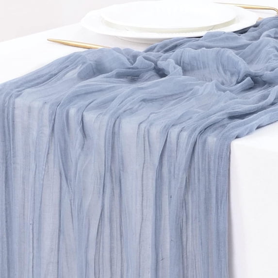 Holzlrgus Cheesecloth Table Runner 10ft Gauze Boho Rustic Dusty Blue Cheese Cloth Table Runner for Wedding Bridal Shower Fall Thanksgiving Christmas Decoration