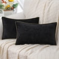 thumbnail image 1 of Holzlrgus Chenille Soft Throw Pillow Covers 12x20 Set of 2, Lumbar Velvet Farmhouse Pillow Covers, Decorative Pillow Covers with Stitched Edge for Couch Sofa Bed, Black, 1 of 7