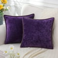 thumbnail image 1 of Holzlrgus Chenille Soft Throw Pillow Covers 18x18 Set of 2, Farmhouse Velvet Pillow Covers, Decorative Square Pillow Covers with Stitched Edge for Couch Sofa Bed, Petunia, 1 of 7