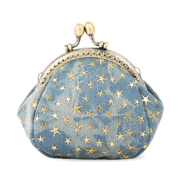 Holzlrgus Coin Purse Coin Bag Star Pouch Kiss-Lock Change Purse Small Wallets Coin Pouch for Women (Blue)