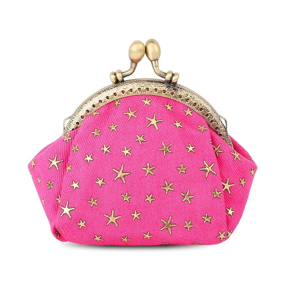 Holzlrgus Coin Purse Coin Bag Star Pouch Kiss-Lock Change Purse Small Wallets Coin Pouch for Women (Red)