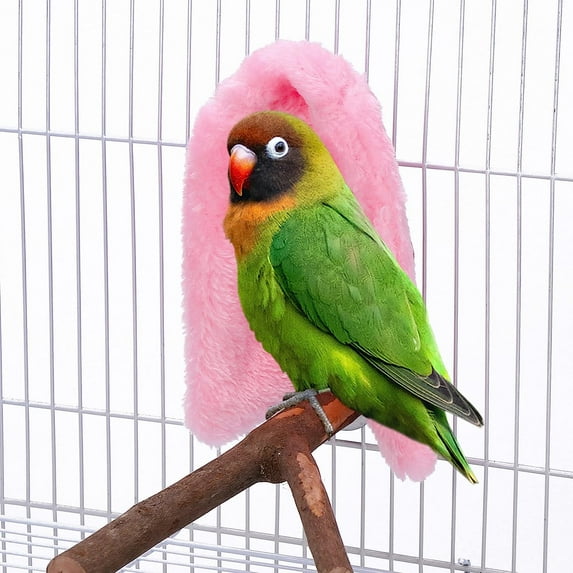 Holzlrgus Comfort Corner Fleece Bird Blanket Parrot Cage Snuggle Hut Warm Bird Nest House Bed Hanging Hammock Toy - Size S (Pink)