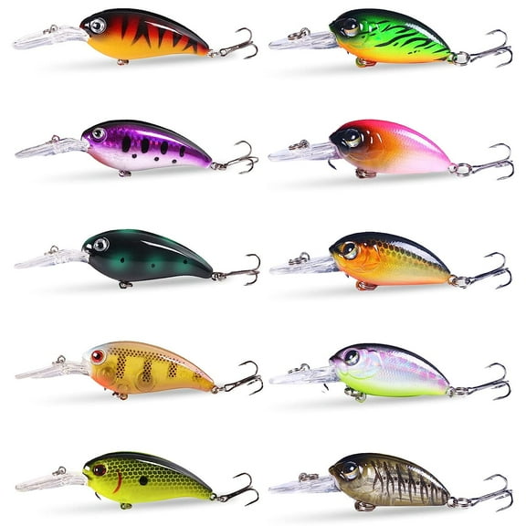 Holzlrgus Crankbait Crank Bait Bass Fishing Lures Square Bill Crank baits for Bass,Deep Diving Crankbaits with Tackle Box for Freshwater Saltwater Trout Bass Snapper Walleye Crappie