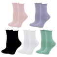thumbnail image 1 of Holzlrgus Cute Ruffle Socks for Women, Funny Cotton Crew Socks, Frilly Ankle Socks Women 5 Pairs, 1 of 5