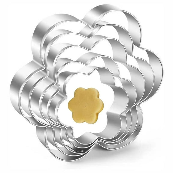 Holzlrgus Flower Cookie Cutters Shapes Set 5 Pieces Stainless Steel Daisy Cookie Cutter Holiday Baking Gift Mold Kids Holiday Birthday Party