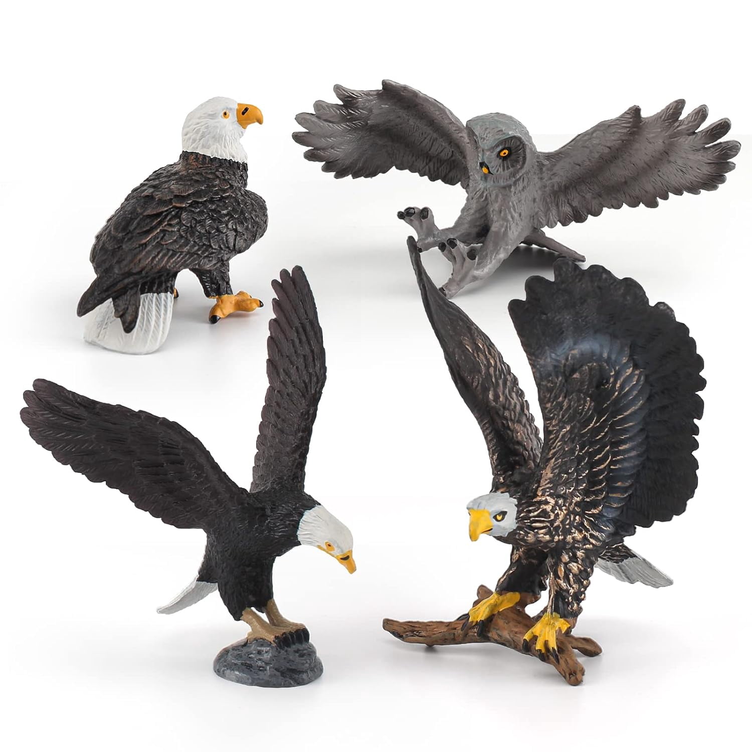 Holzlrgus Forest Wildlife Bird Toy Set Eagle Owl Bald Eagle Table ...