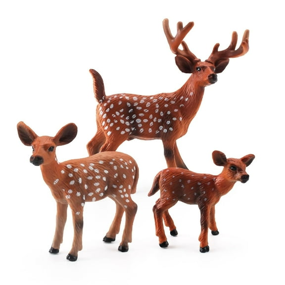 Holzlrgus Forest Wildlife Toy Set White Tailed Deer Figures Spotted Deer Whitetail Christmas Scene decorationCake Decoration Children's Cognitive Toys