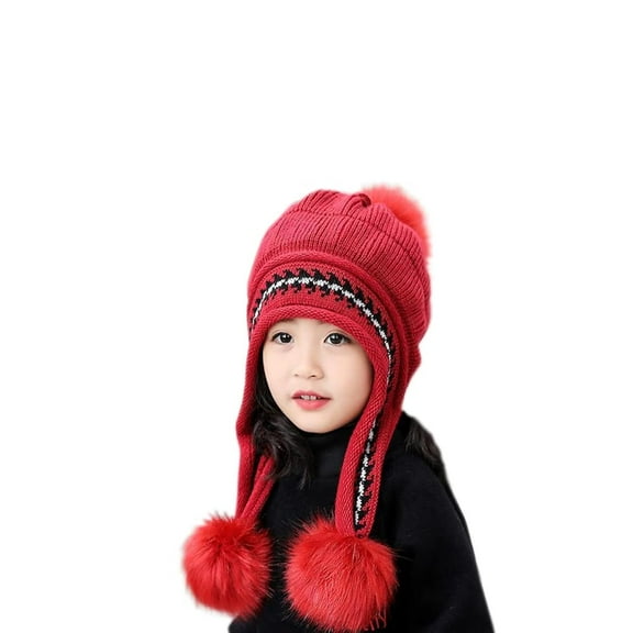 Holzlrgus Girls Winter Warm Elastic Soft Ear Protection Knitted Sherpa Ski Hats Fleece Lined Peruvian Cover Ears Beanie Hat