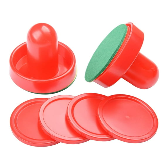 Holzlrgus Great Goal Handles Pushers Replacement Accessories for Game Tables - 2 Red Air Hockey Pushers and 4 Red Pucks for Children