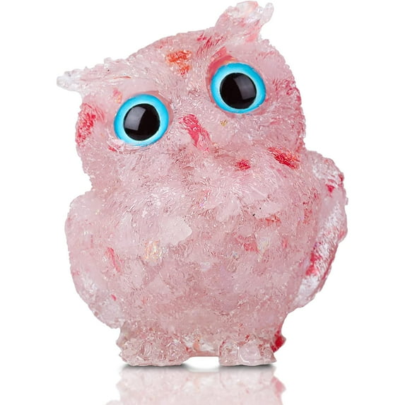 Holzlrgus Hand-Carved Natural Crystal Owl Statue Reiki Healing Gemstone Animal Figurines Home Office Car Decoration The Best Gifts 2.4 inches