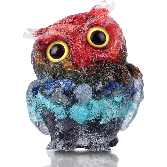 Holzlrgus Hand-Carved Natural Crystal Owl Statue Reiki Healing Gemstone Animal Figurines Home Office Car Decoration The Best Gifts 2.4 inches