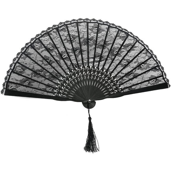Holzlrgus Hand Fan Paper Fans Wedding Fans for Party Favor Fancy Dress (Black)