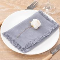 Holzlrgus Handmade Cloth Napkins Bulk 18"x18" Cotton Linen Dinner Napkins Rustic Cheesecloth Table Napkins for Wedding Party Baby Shower Set of 4 Gray